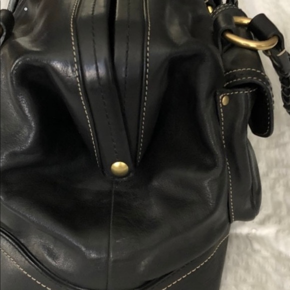 •BURLINGTON• black leather doctor satchel/crossbody